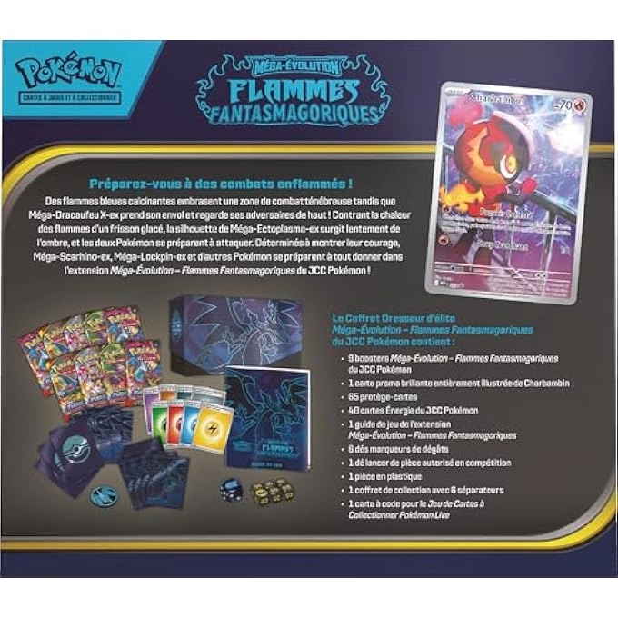 MEGA EVOLUTION ELITE TRAINER BOX - FANTASMATIC FLAMES - 1 Fully Illustrated Promo Card 9 Booster Packs