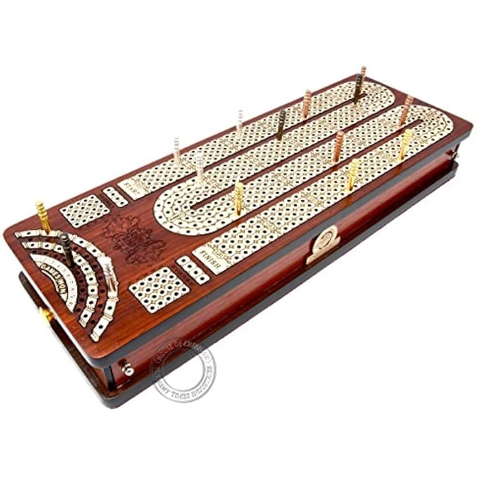 Continuous Cribbage Board - 4 Track Inlaid in Wenge Wood/Maple