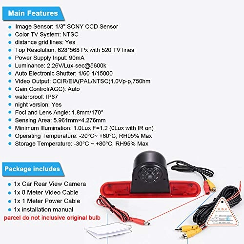 Brake Light Reversing Camera - Night Vision 628 x 586 pixels