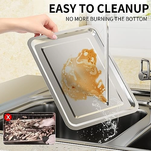 Air Fryer Basket - Stainless Steel 2 Set + Air Fryer Pan + Crisper Tray