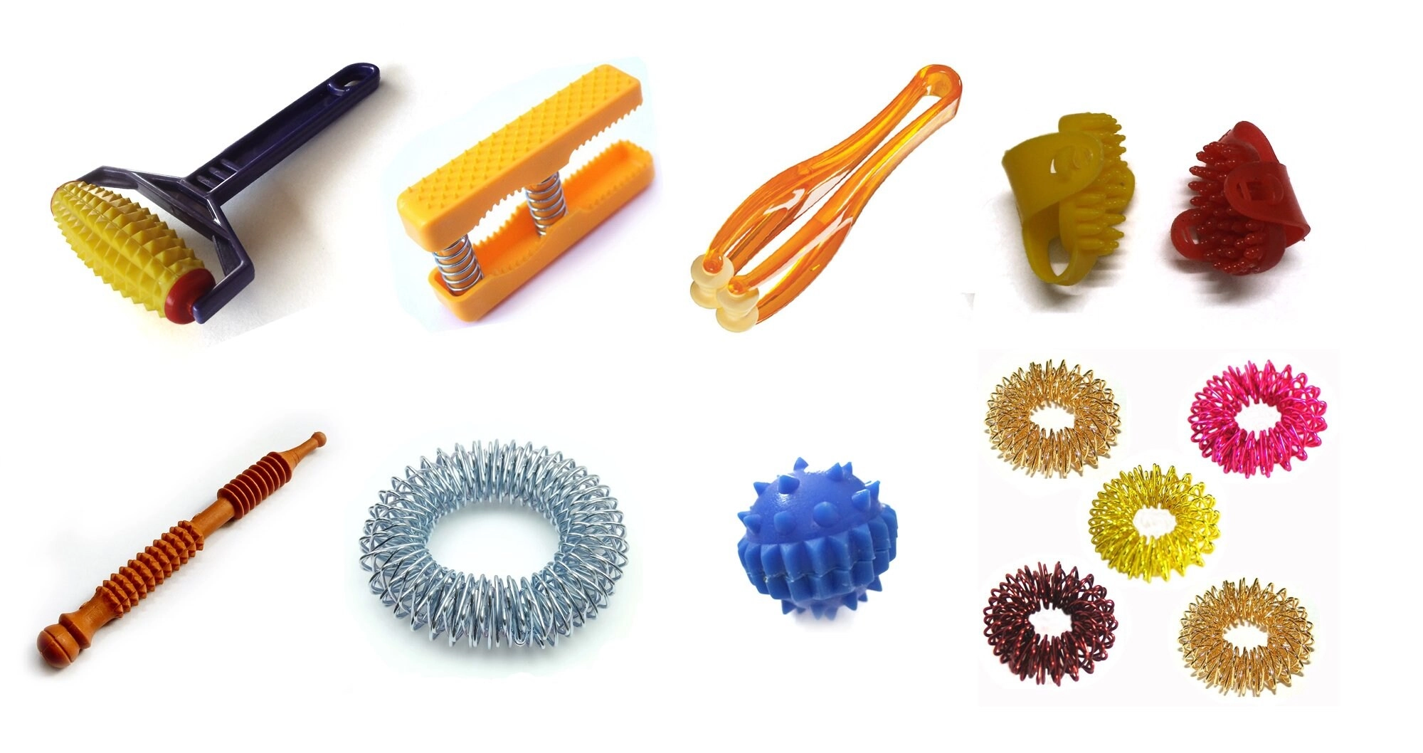 ACS / ACM Body Roller + Palm Exerciser + Finger Massager + Sujok Rings + Spring + Ball + Thumb Pad + Bracelet Acupressure