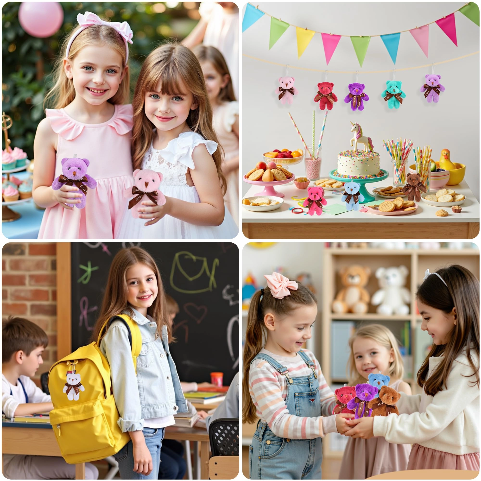 Mini Stuffed Animals - 12 Packs 2-3 inches Multicolor