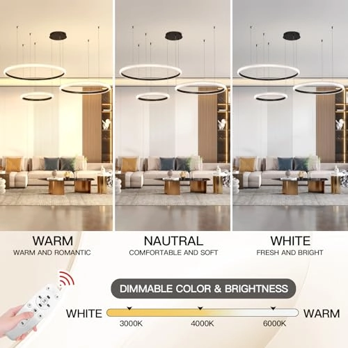 Modern LED Chandelier - 3000K-6000K Dimmable