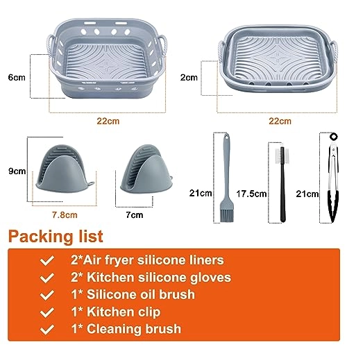 Air Fryer Silicone Mould + Gloves + Oil Brush + Food Clip + Dish Brush - Aluminum, Plastic 7 piece(s)