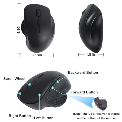 Vertical Ergonomic Mouse - Bluetooth & Wireless Dual Modes