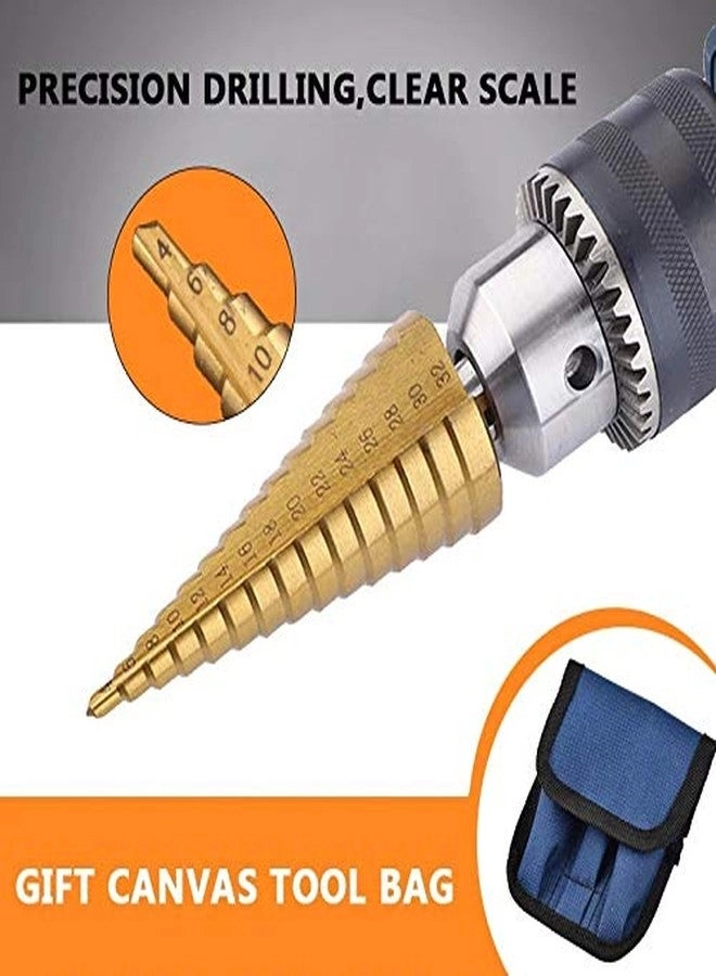 HSS Titanium Step Drill Bits - 3PC 4-12mm 4-20mm 4-32mm