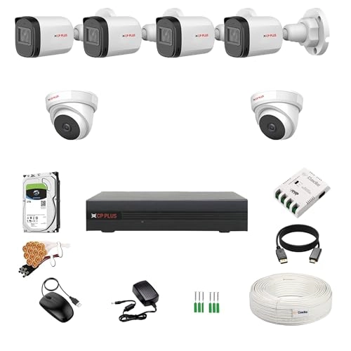 CP Plus 8 Channel DVR + 2.4MP Dome & Bullet Camera + 2TB HDD + CCTV Coaxial Cable Roll + 8 CH Power Supply + BNC & DC Connectors Kit