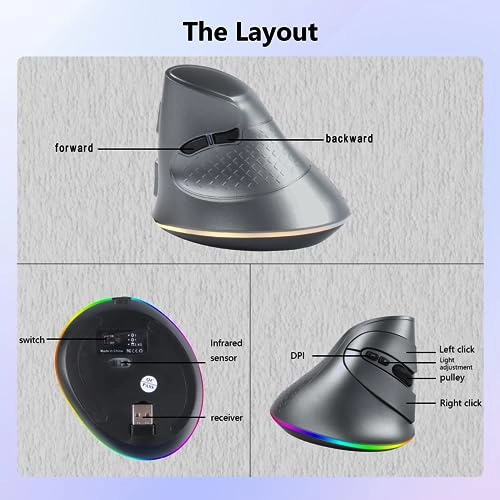 Vertical Ergonomic Mouse - Bluetooth/USB