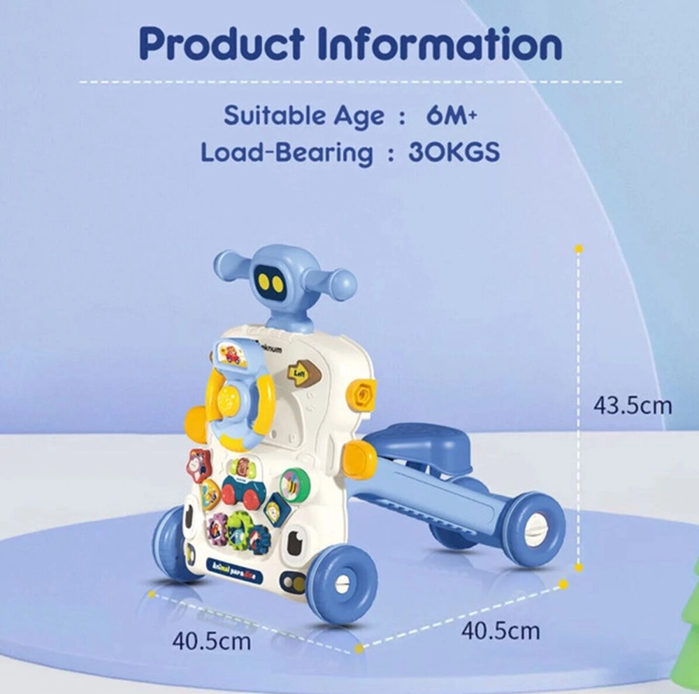 5 in 1 Baby Walker - Musical Keyboard Blue