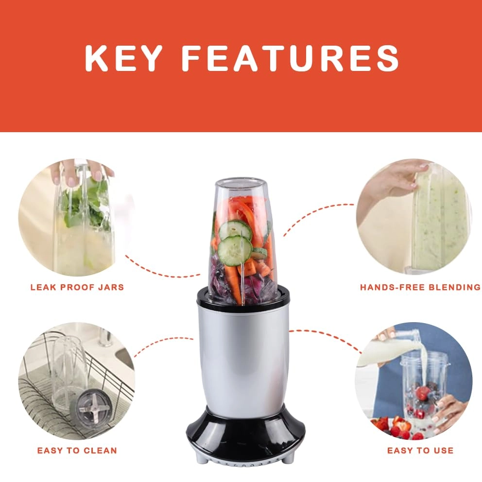 NutriMix Juicer Blender Chopper - Stainless Steel Blades 2 Unbreakable Jars 1 Year Warranty