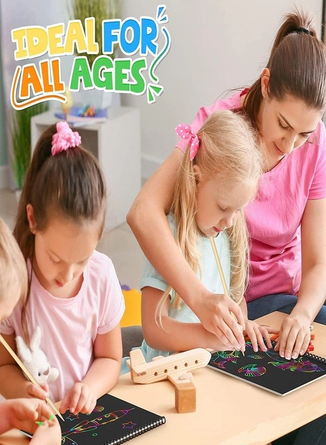 Unicorn Rainbow Scratch Paper Spiral Notebook - A5 Spiral + Wooden Scratchers + Unicorn 10 in 1 Multicolor Pen + Creative Ruler