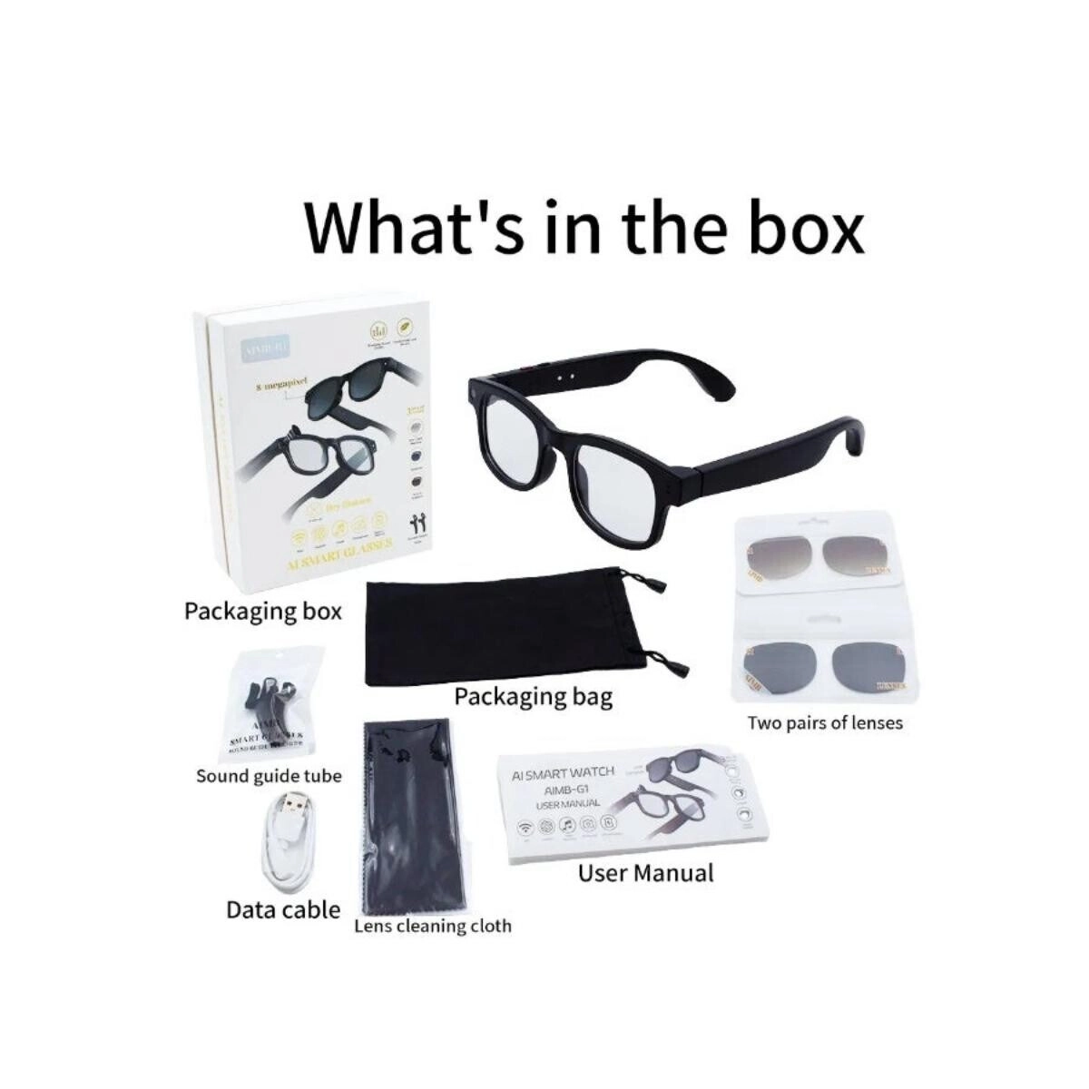 Smart Glasses - 5MP Bluetooth Audio Interchangeable Lenses