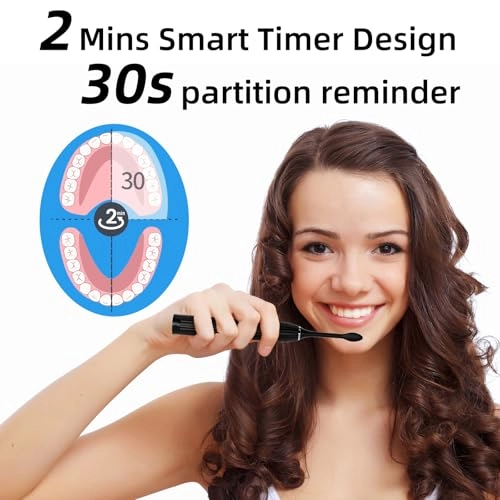 Sonic Electric Toothbrush - 8 Duponts Brush Heads 2 Minute Smart Timer 6 Modes