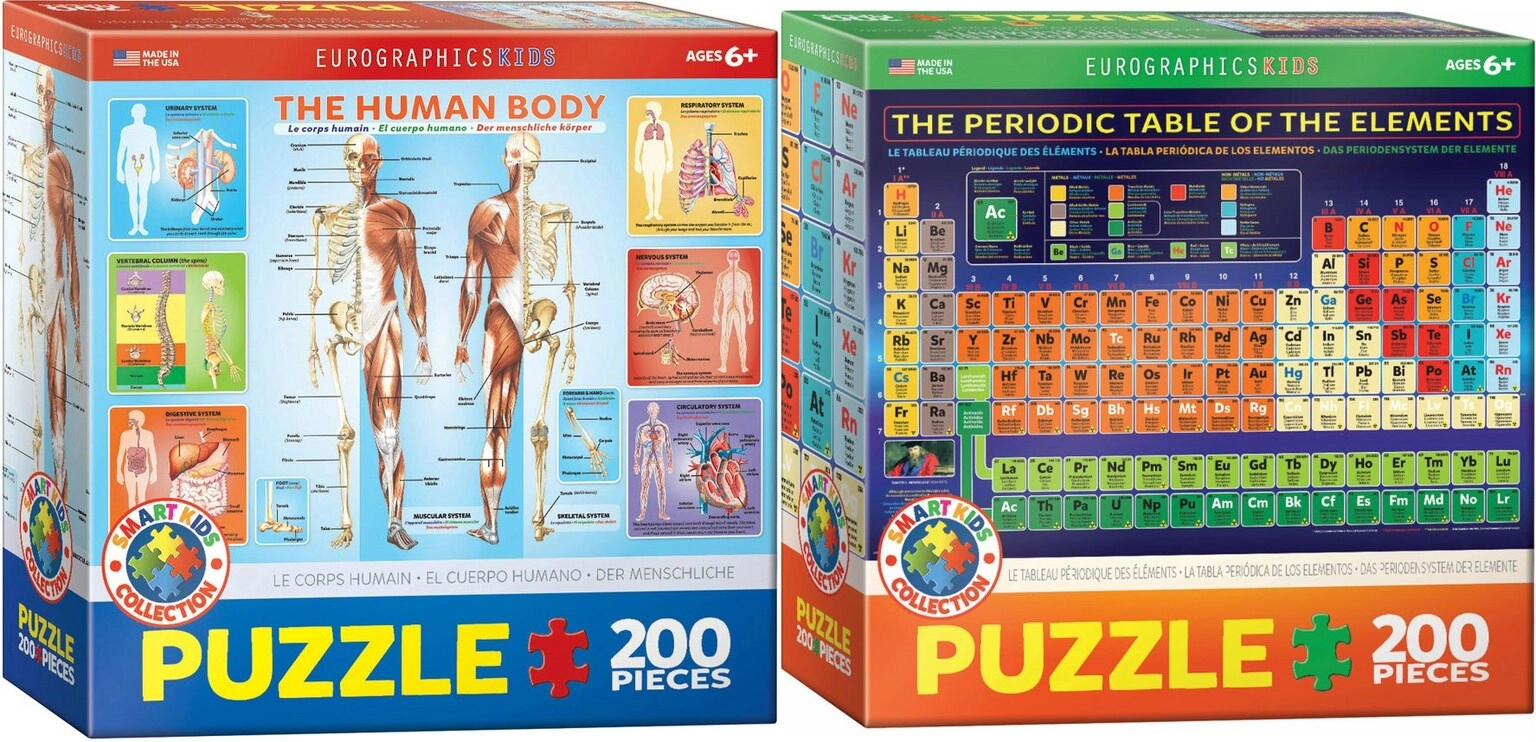 Eurographics The Human Body Puzzle - 200 pcs + Periodic Table of The Elements Puzzle