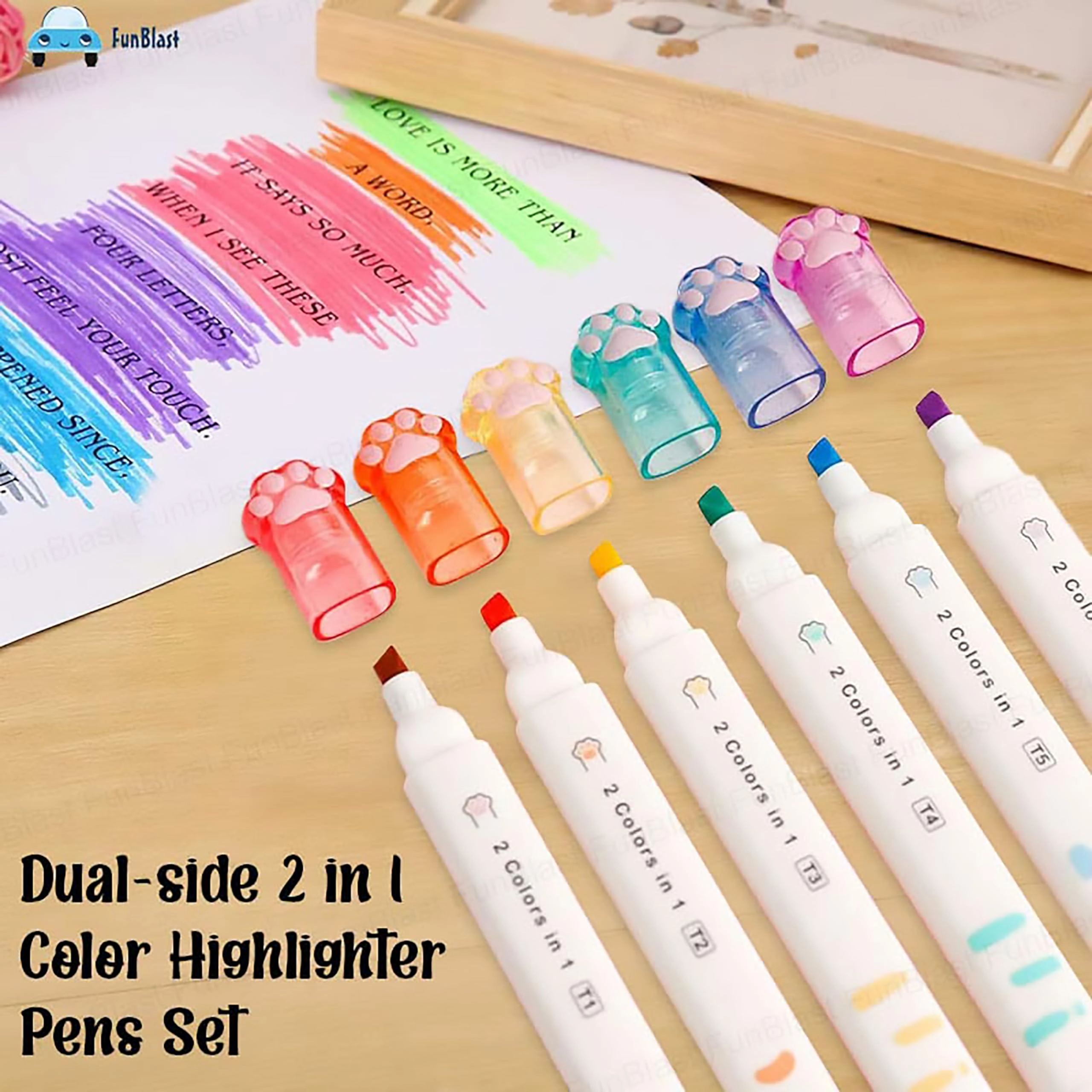 Cute Cat Paw Highlighter Pen - Multicolor Chisel