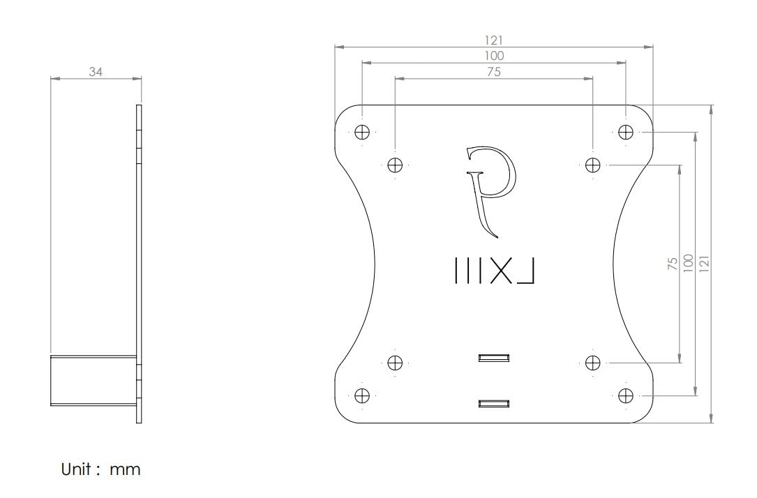 VESA Adapter - 75mmx75mm 100mmx100mm