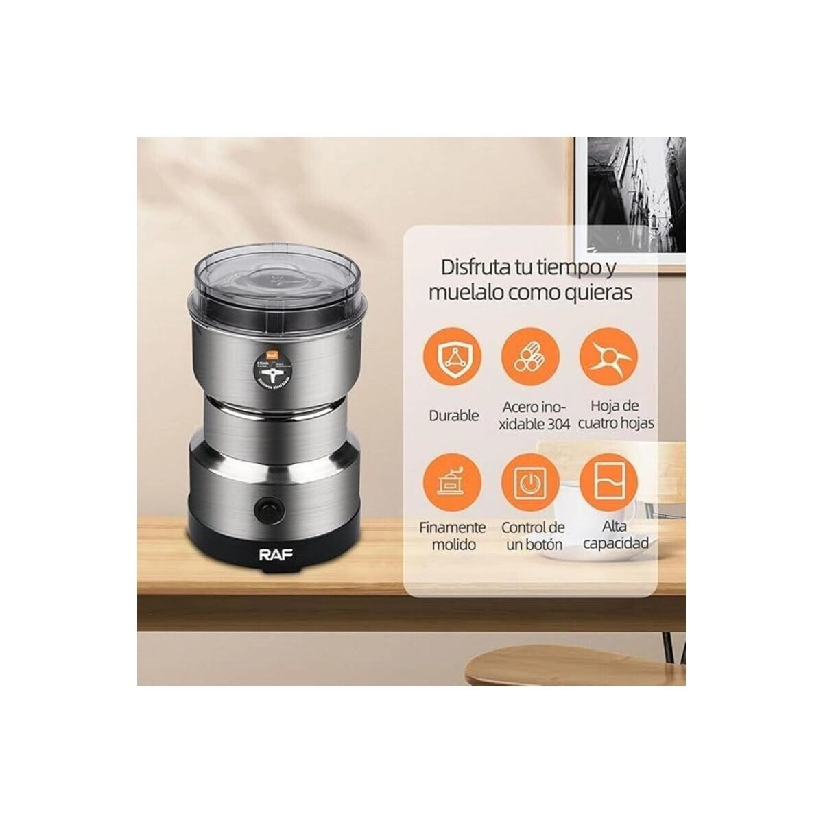 Electric Coffee & Grain Grinder - Portable 304 Stainless Steel