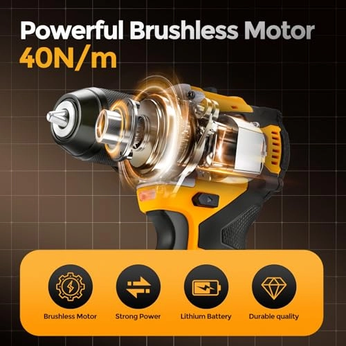 Brushless Motor Tool Kit Set - 2000 Milliamp Hours 21 Volts