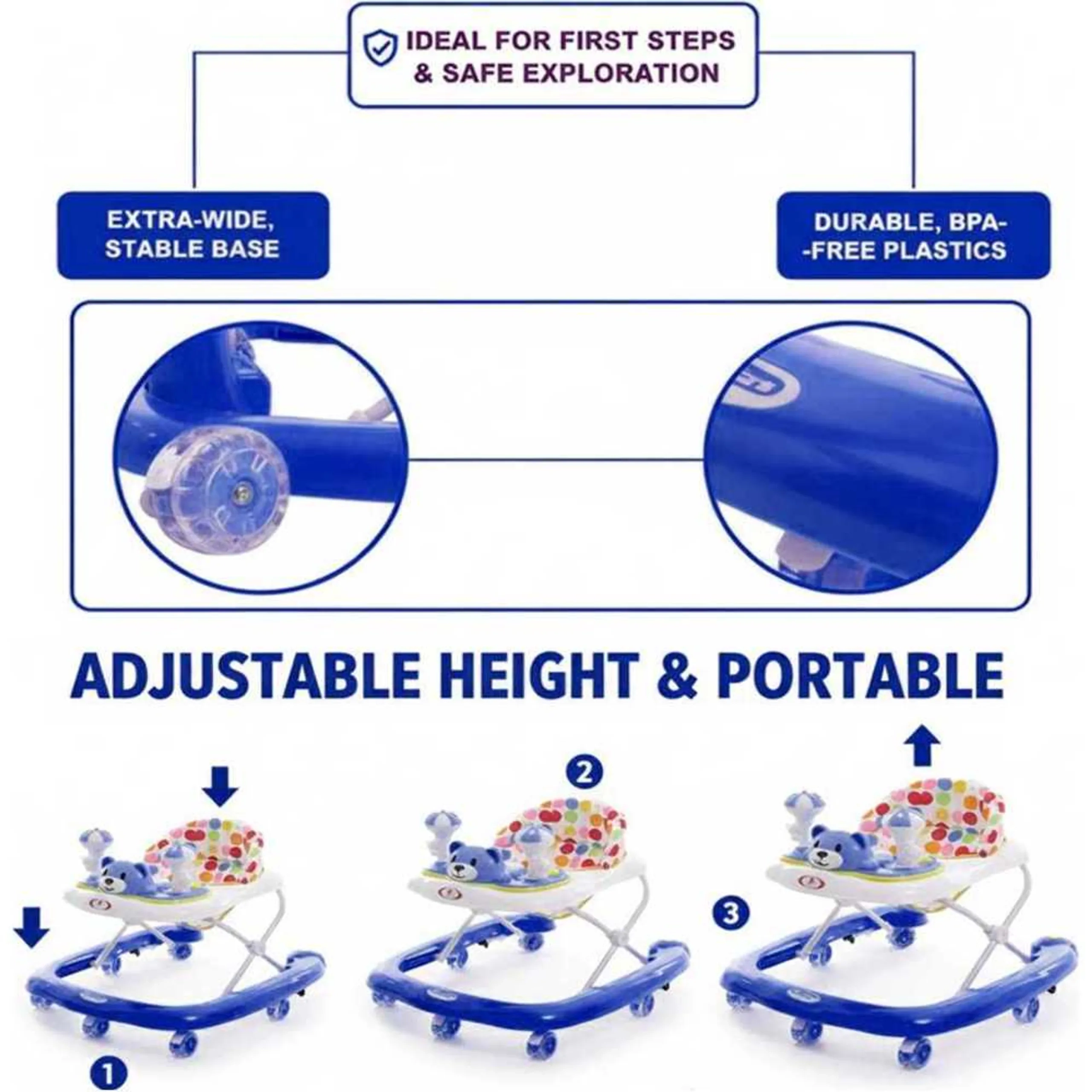Baby Walker - With Wheels 3 Height Positions
