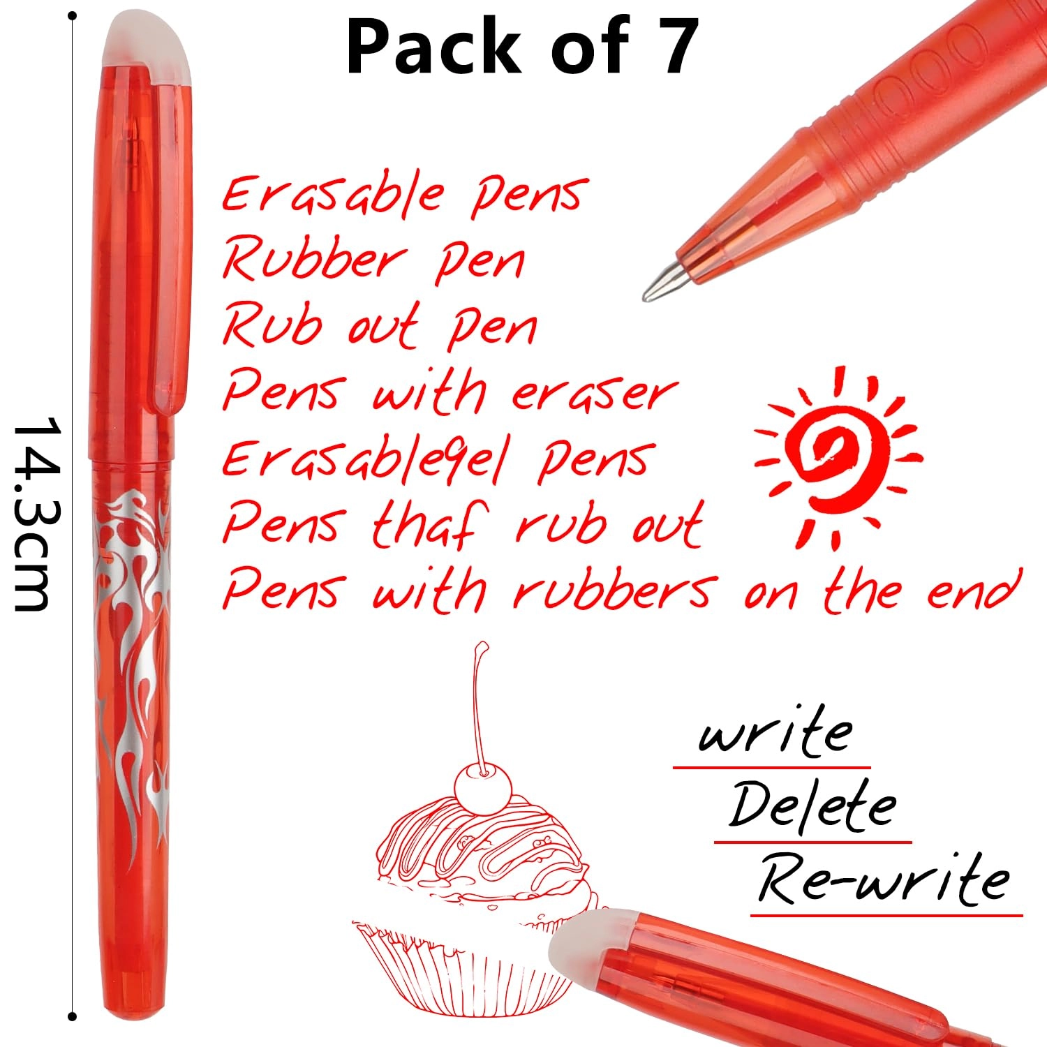 Erasable Gel Pens - 7PCS 0.5mm