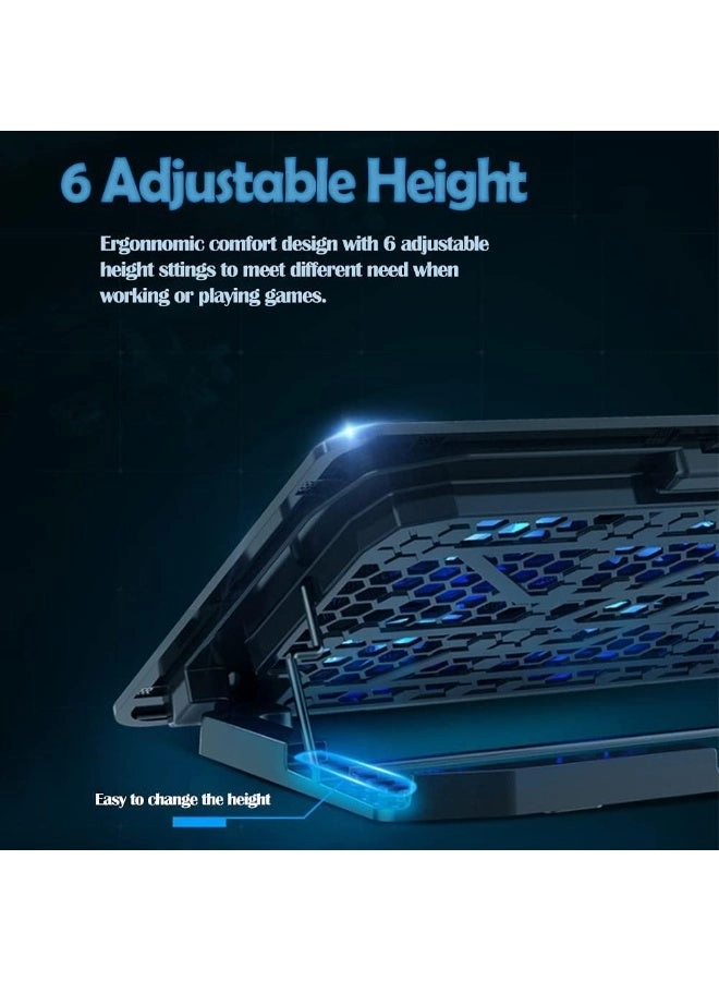 Gaming laptop cooling pad - 6 fans 12-21-inch