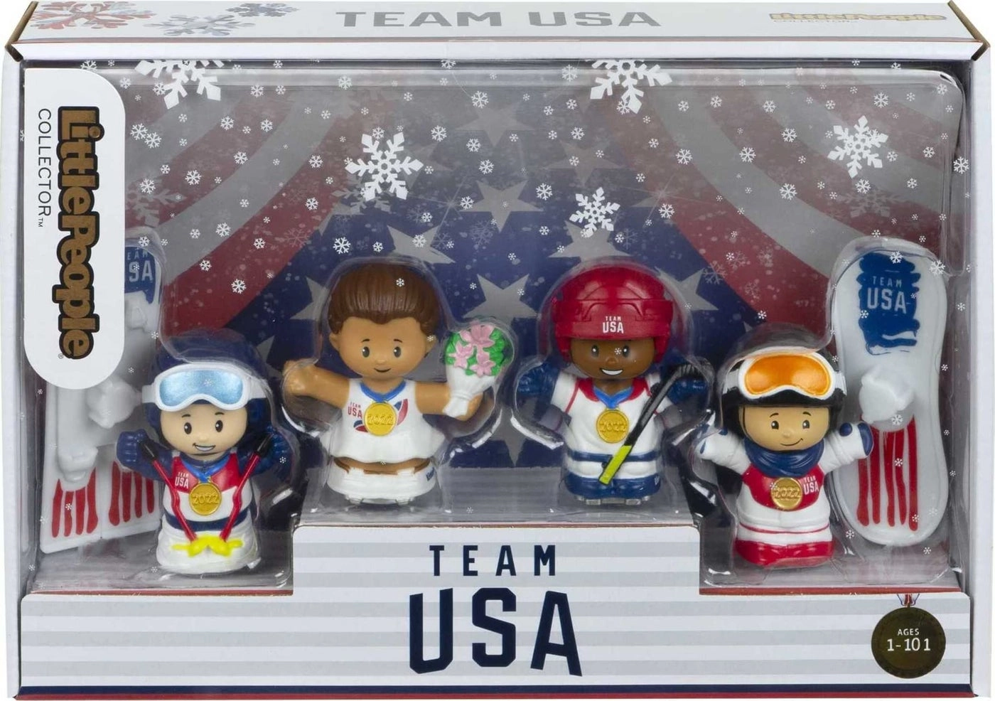 Snowboarder + Hockey Player + Skier + Figure Skater - Team USA - 4 pcs