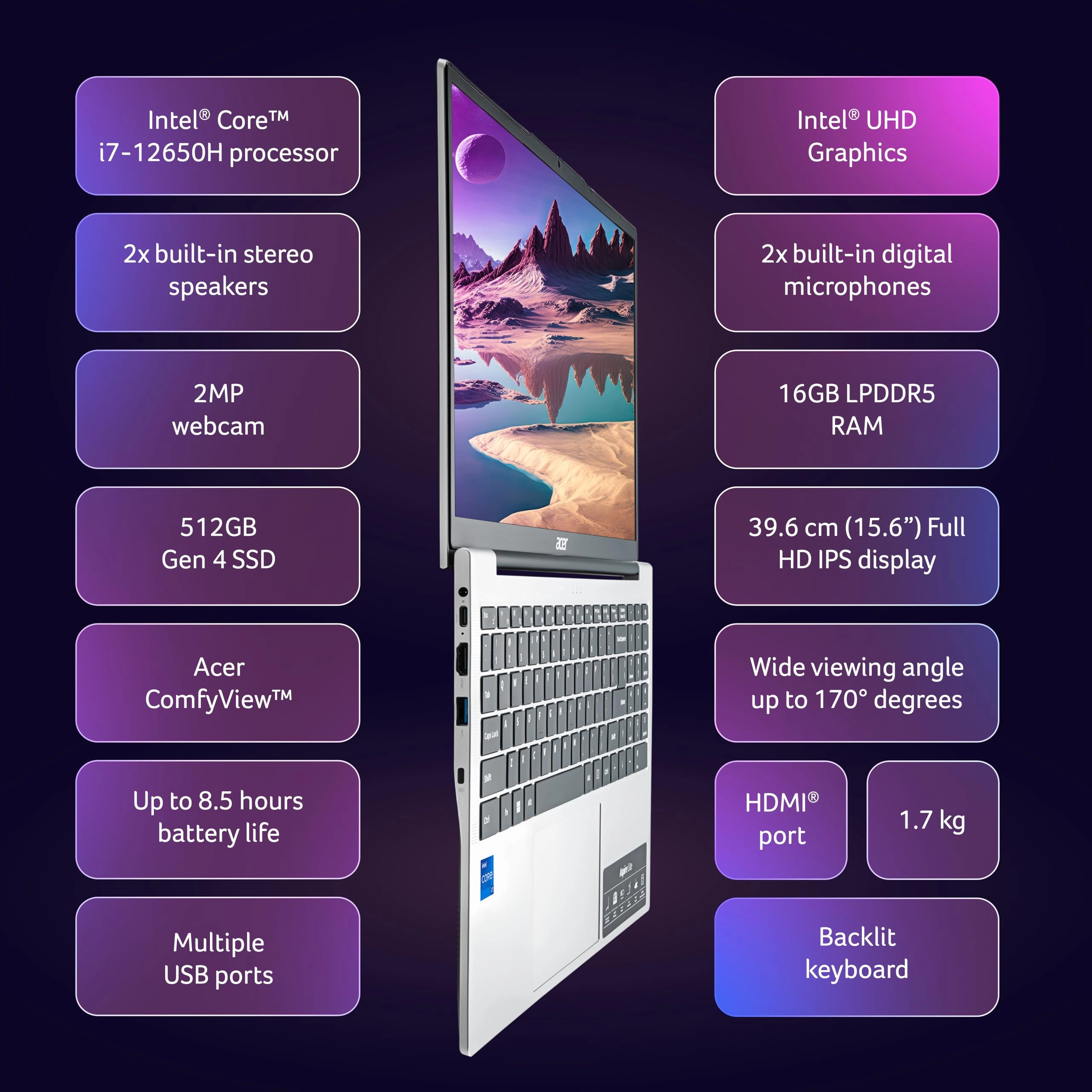 Aspire Lite AL15-52H - 15.6'' Core i7-12650H 16GB DDR5 512GB SSD