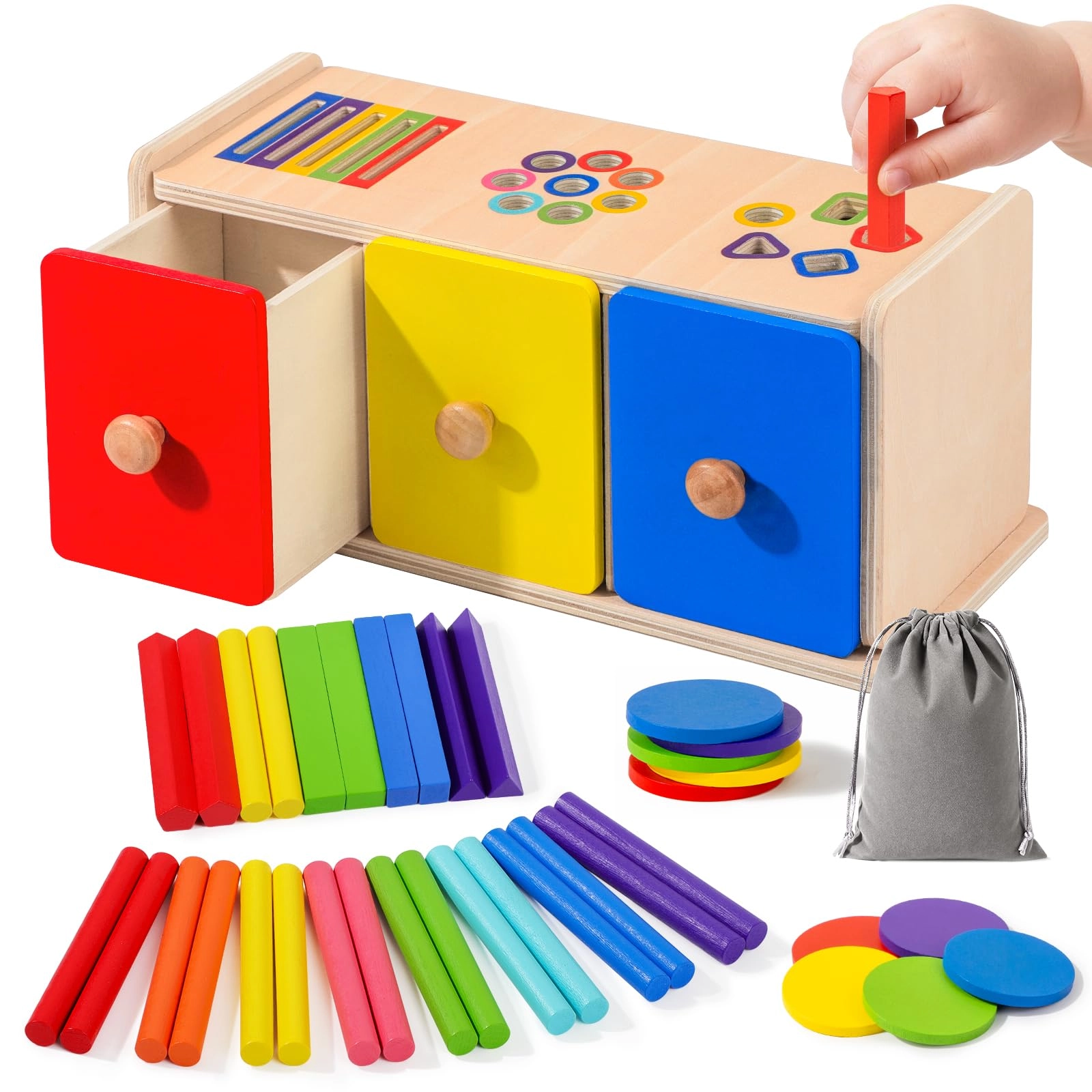 viosmut 3-in-1 Montessori Sorting Box - 1-3 years 37 pieces