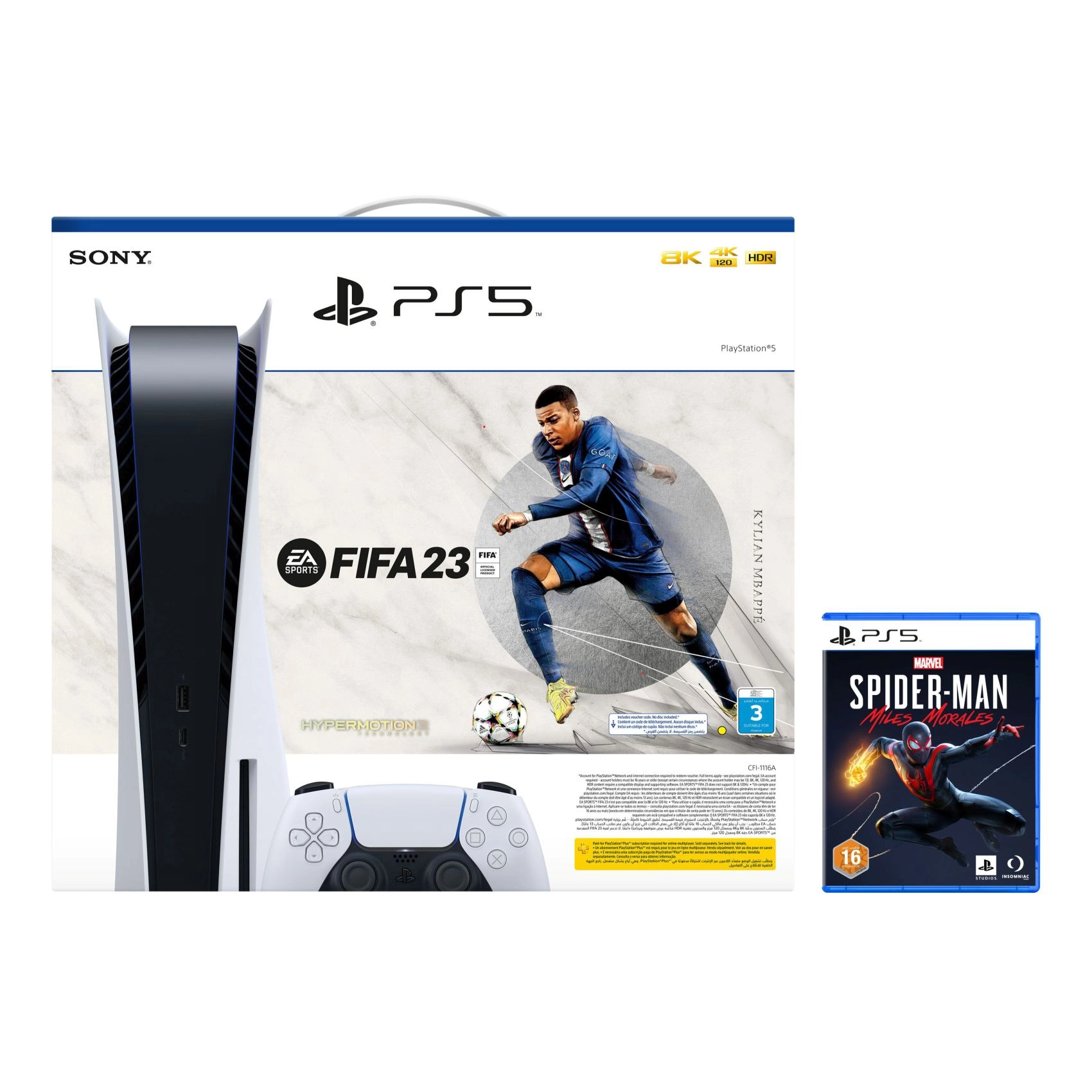 Sony PlayStation 5 + FIFA 2023 + Spider-Man - 825 GB