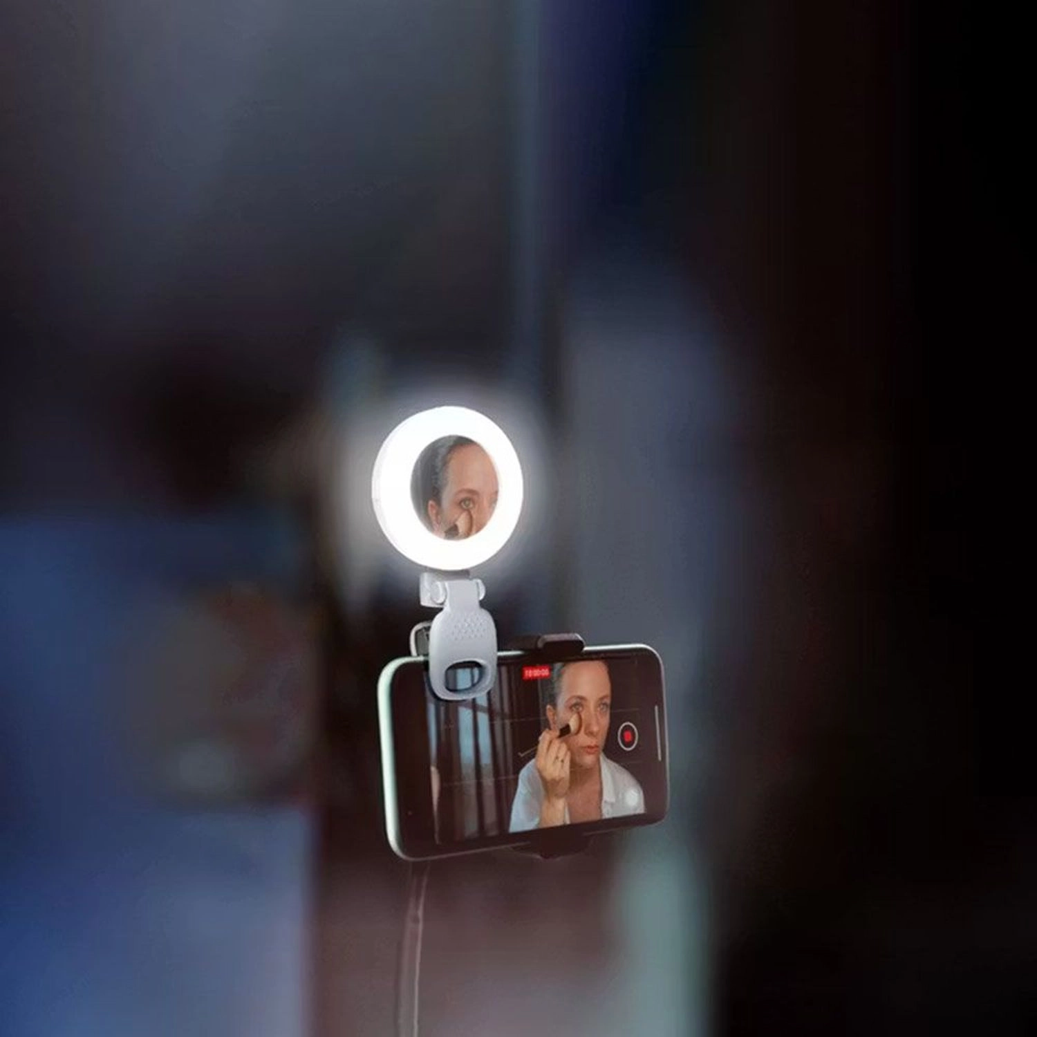 Mini Mirror Ring Light Clip - White USB-C