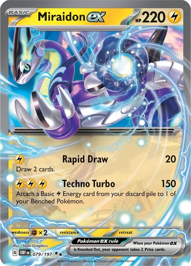 Pokémon Miraidon ex 079/197 - SV Obsidian Flames English + Toploader - standard sized