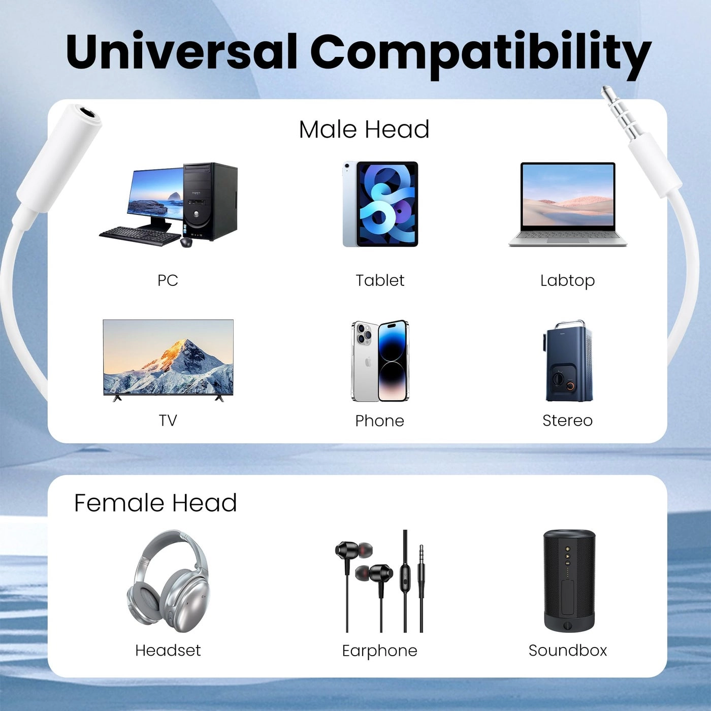 Extension Cable for Universal - 3.5mm 4-Pole Male to Female 3.3 Feet Pack