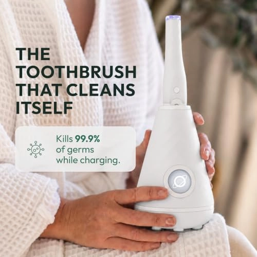 UV Sanitizing Sonic Toothbrush and Cleaning Station - Dual Speed White