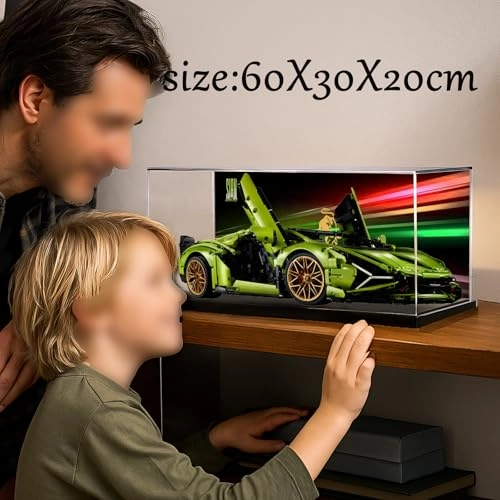 Display Case - 60x30x20cm Acrylic Golden Oak Backlight