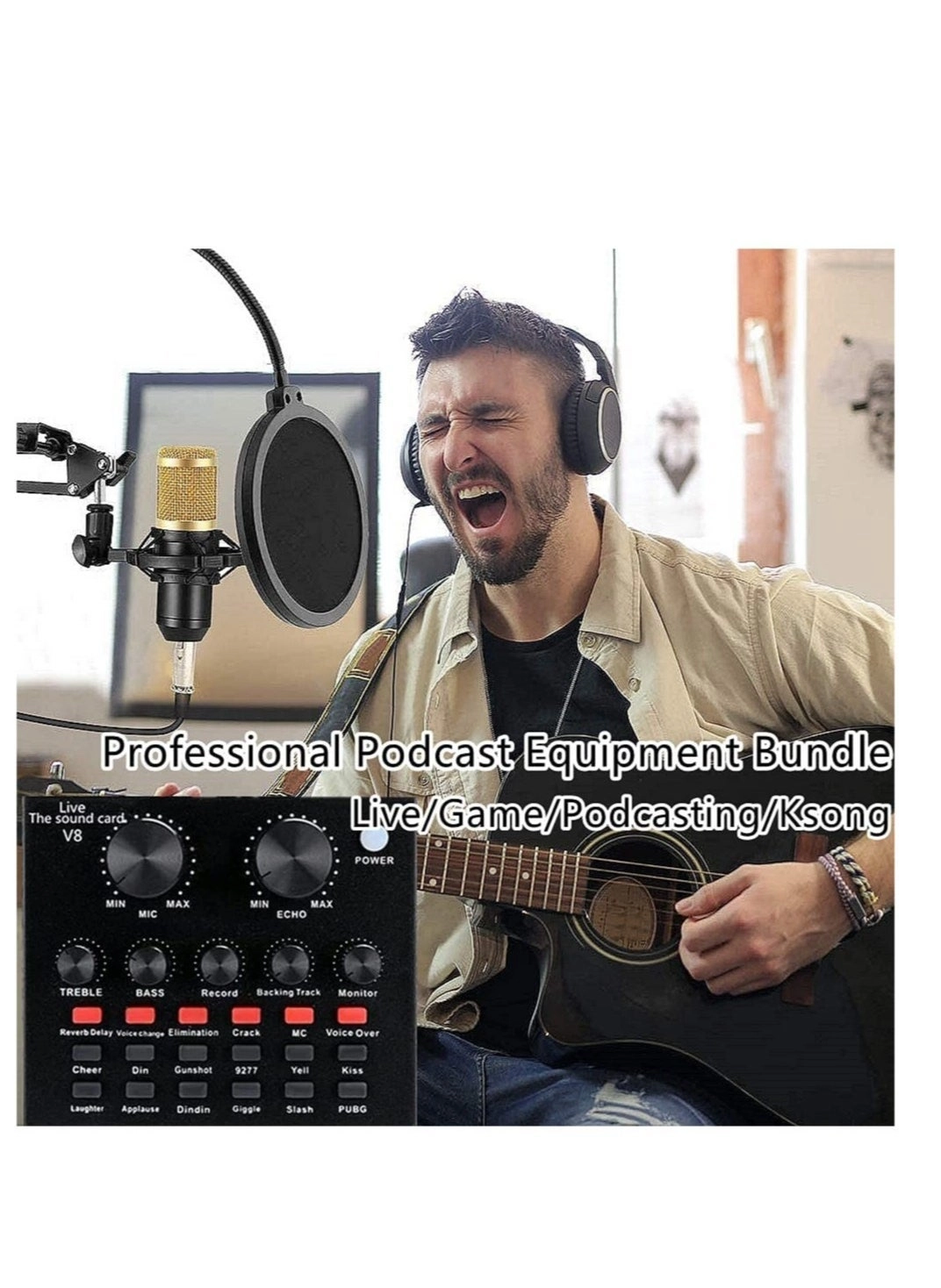 BM-800 + V8 Live Sound Card Wired Microphone