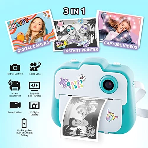 Instant Camera - 12MP Built-In Printer 4GB