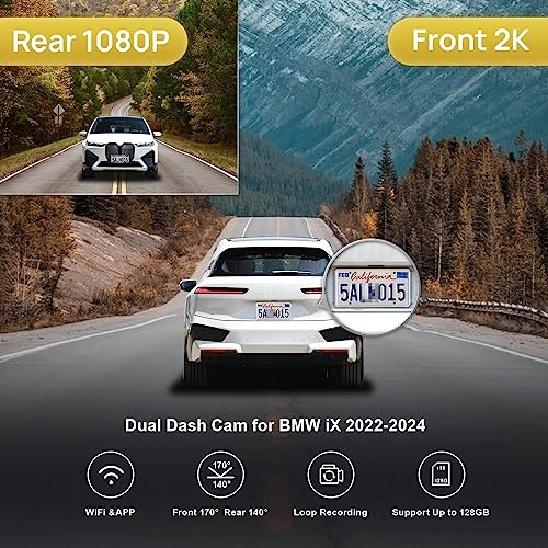2K Dual Dash Cam - 2K Front and 1080P Rear