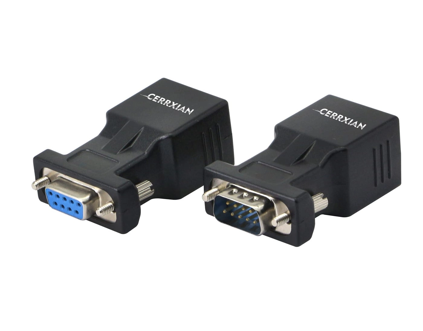 CERRXIAN DB9 RS232 Serial Coupler Extender Adapter - Male & Female RJ45 Cat5e Cat6 Pack