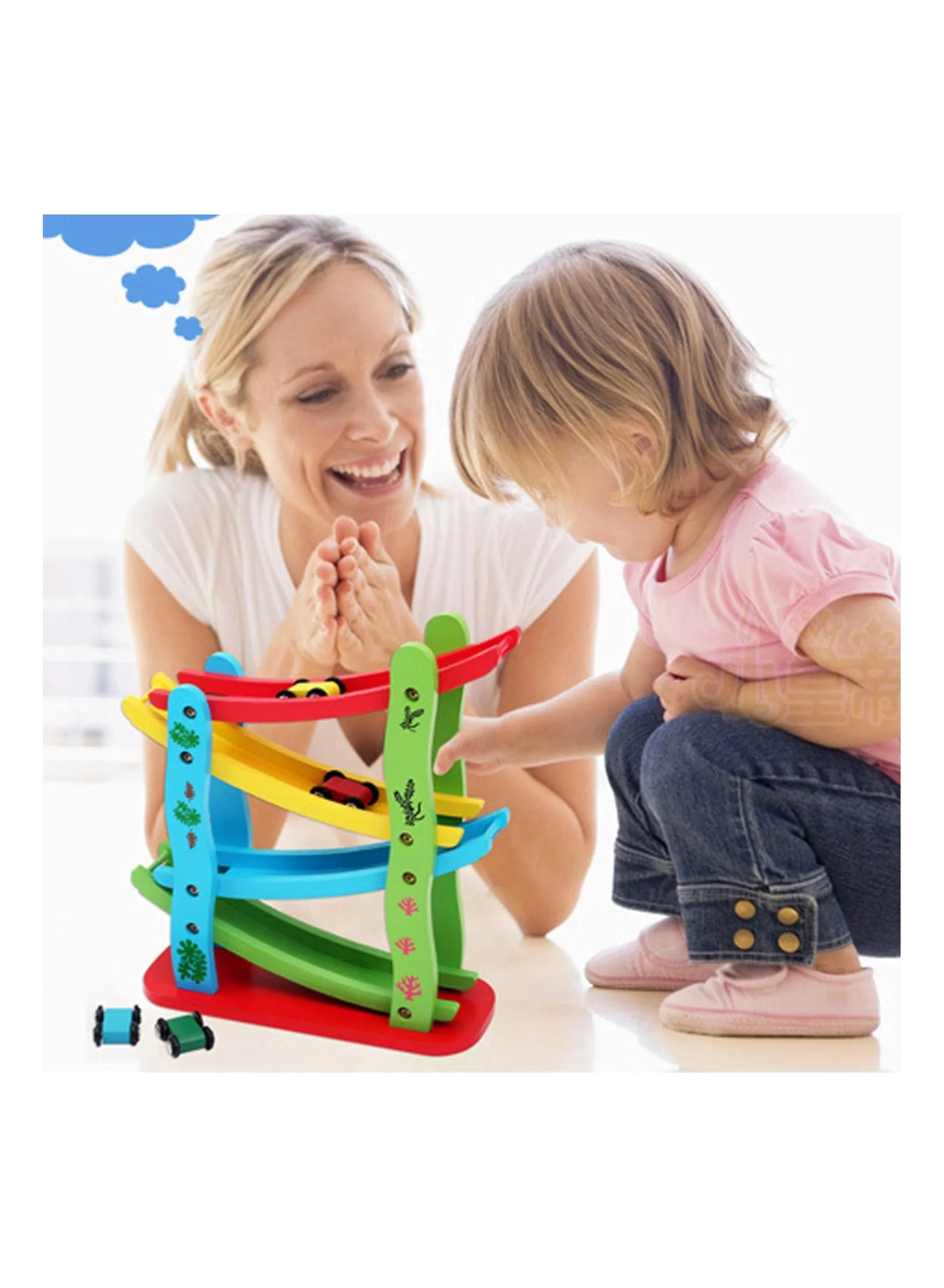 Wooden Track Car Toy - 4 piece(s)
