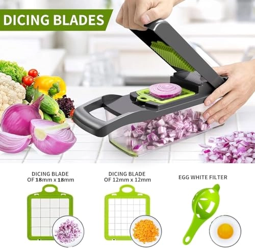 Multifunction Vegetable Chopper - 14-in-1 Manual Multicolor