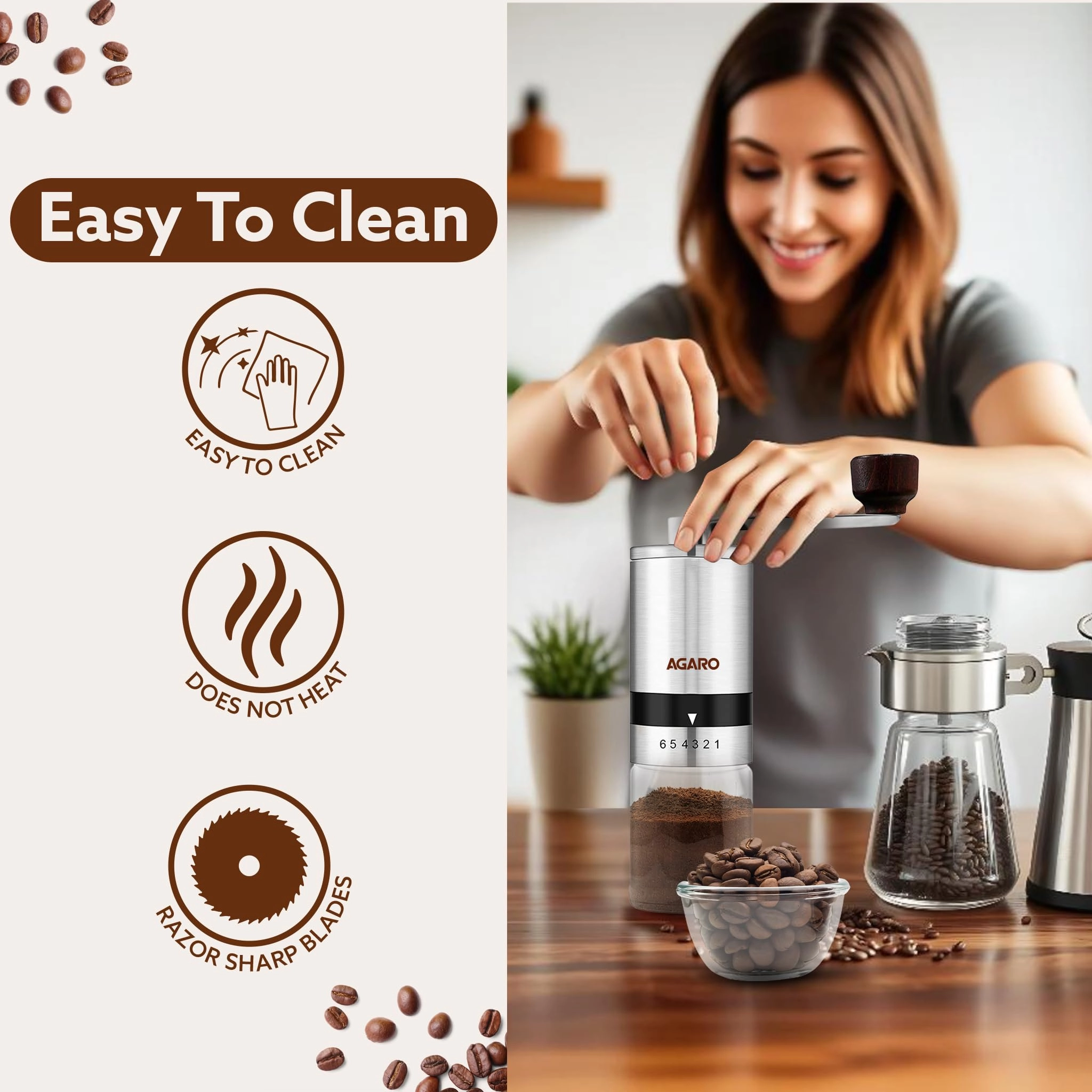 Elite Manual Coffee Grinder - 100 Grams Stainless Steel