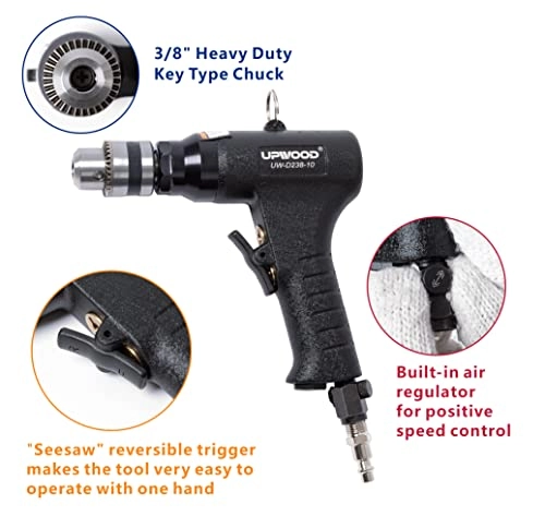 UW-D238-10 - 3/8 Reversible Drill Air Powered 1800 RPM