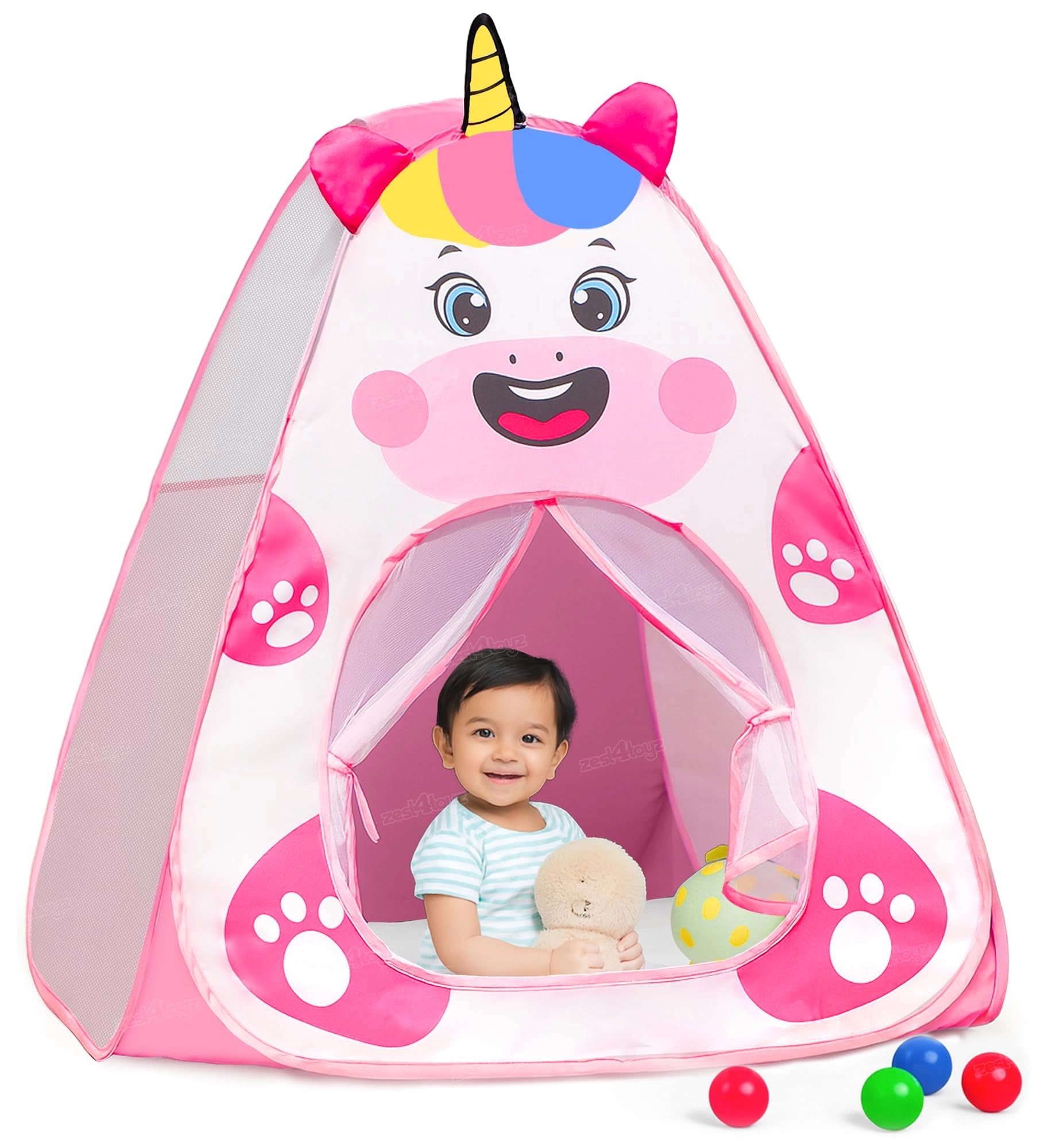 Zest 4 Toyz, Zest 4 Toyz, care@luckysales.in 9871715269 Pop Unicorn Tent - 79 cm x 79 cm x 95 cm Pink