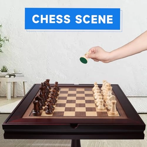 3-in-1 Chess Checkers Backgammon Table - Wood