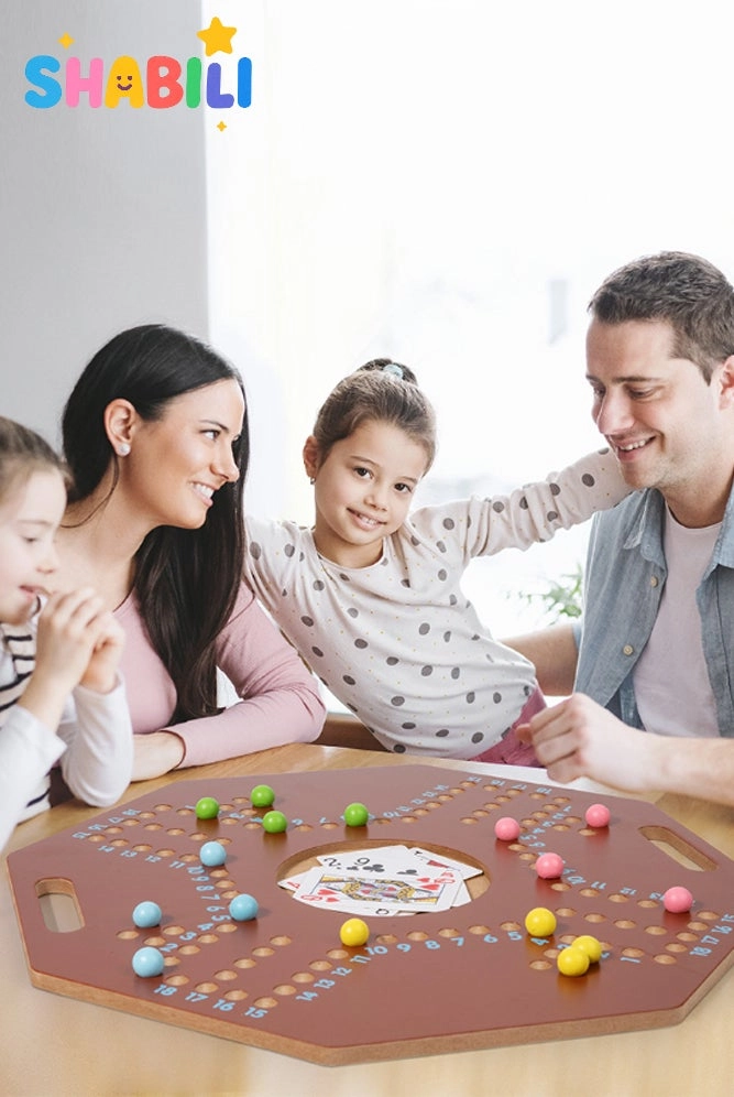2-in-1 Board Game Set - Ludo Cribbage-style Marble Scoring