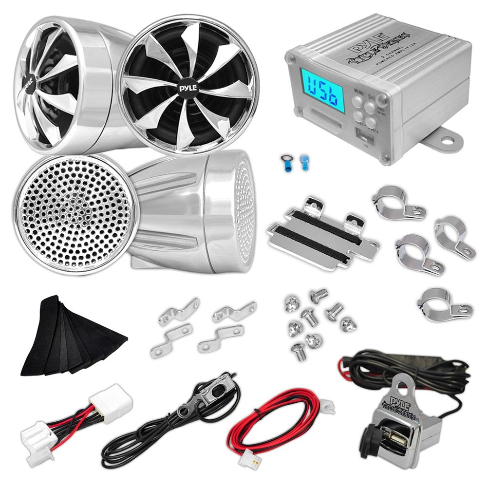 Sound Around 600 Watt Weatherproof Motorcycle Speaker and Amplifier System - Four