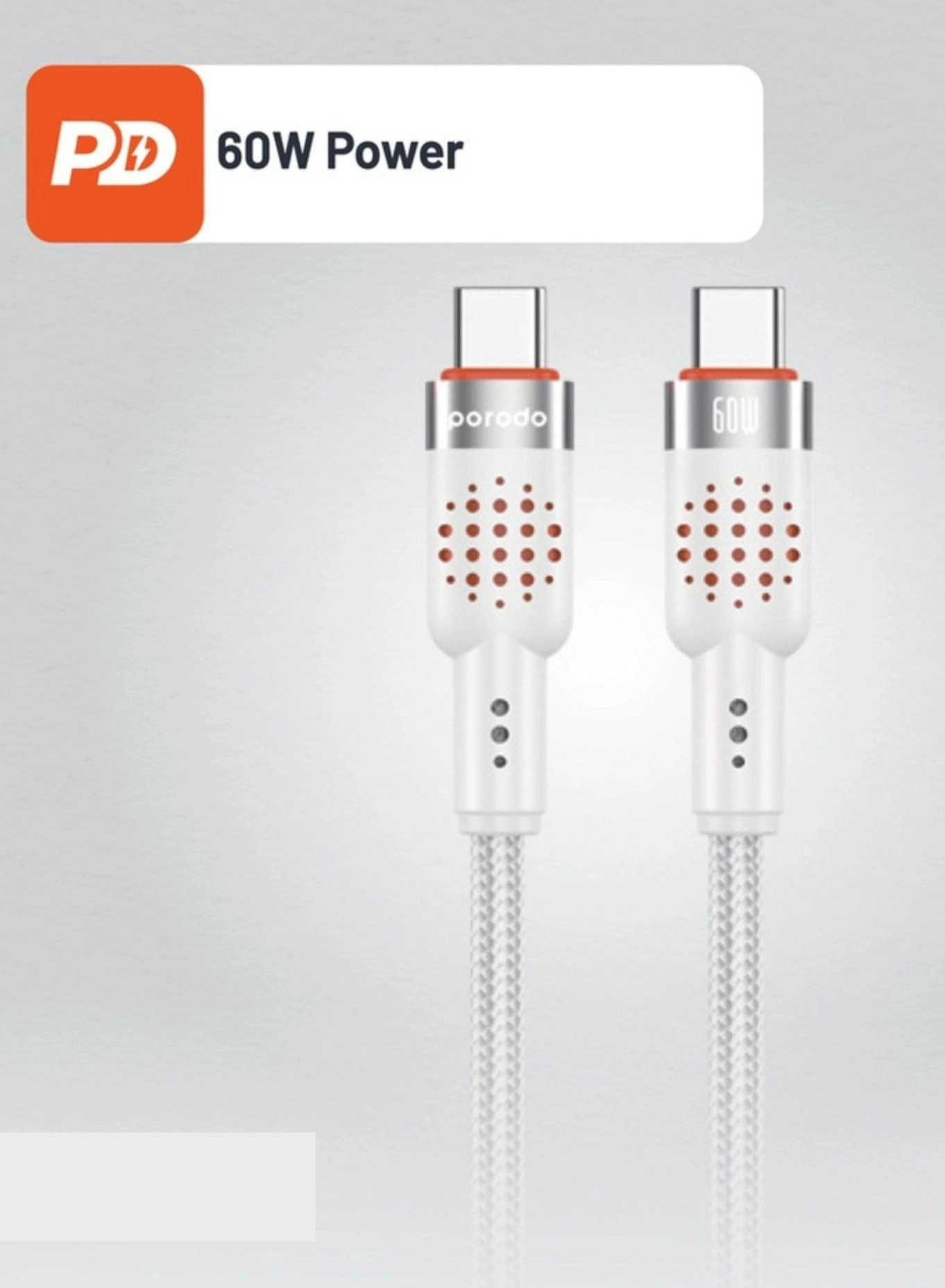 USB-C To USB-C LED Light Cable 60W USB-C to USB-C 1.2m