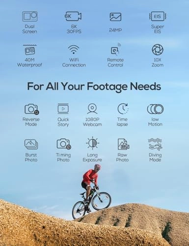 6K Dual Screen Action Camera - 6K 30FPS