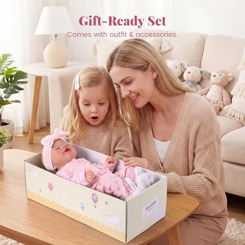 Reborn Baby Doll - 17-Inch Soft Cloth Body Sleeping Ages 3+