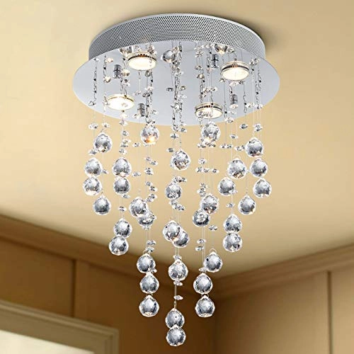 AK-AJ-18087 - Crystal Round Raindrop Chandelier 14 inch x 20 inch 4 GU10